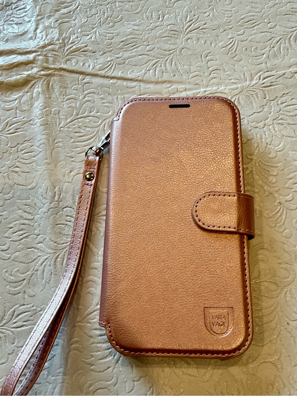 Rose Gold Wristlet Wallet Phone Case - Magnetic Closure